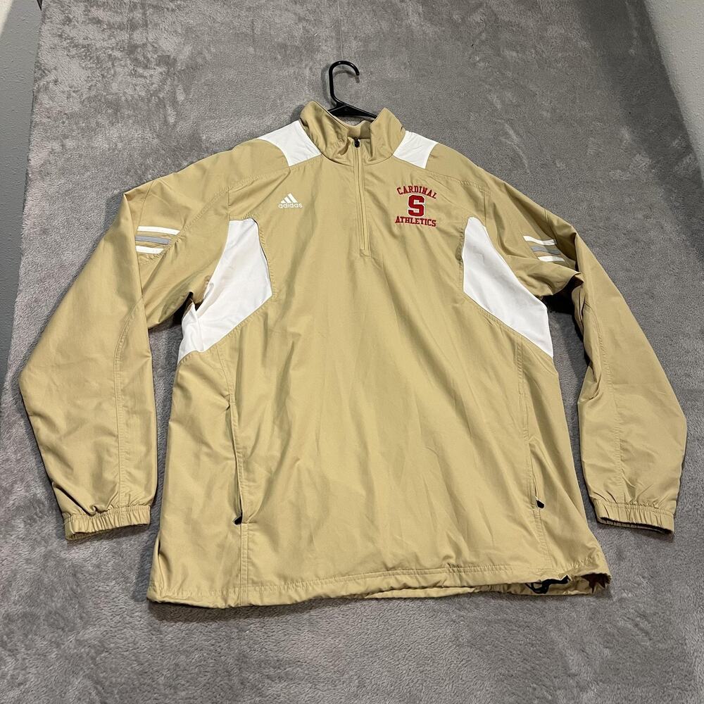 Stanford Cardinals Adidas ClimaProof 1/4 Zip Windbreaker Jacket Mens Large Gold